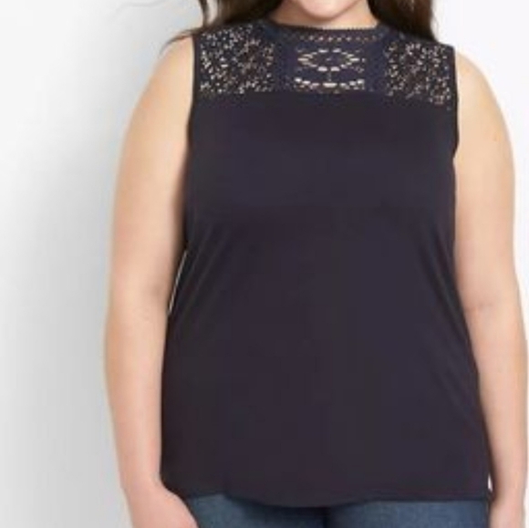 Embroidered blue cotton tank, Lane Bryant plus size 18/20 - Picture 7 of 16